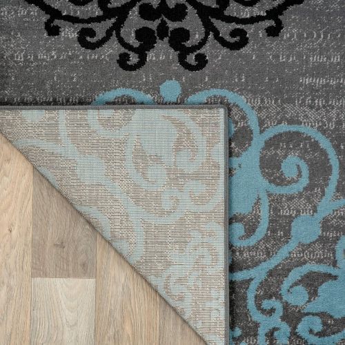  Rugshop Contemporary Modern Floral Indoor Soft Area Rug 53 x 73 Gray