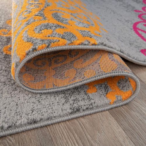  Rugshop Contemporary Modern Floral Indoor Soft Area Rug 53 x 73 Gray