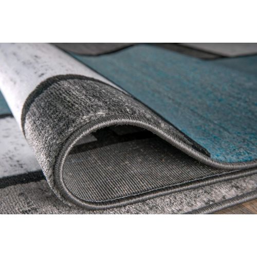  Rugshop Contemporary Modern Boxes Area Rug 5 3 X 7 3 BlueGray