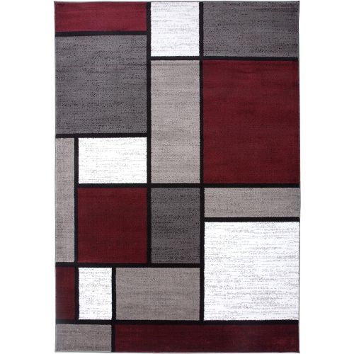  Rugshop Contemporary Modern Boxes Area Rug 5 3 X 7 3 BlueGray