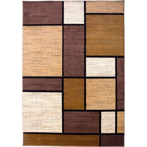  Rugshop Contemporary Modern Boxes Area Rug 5 3 X 7 3 BlueGray