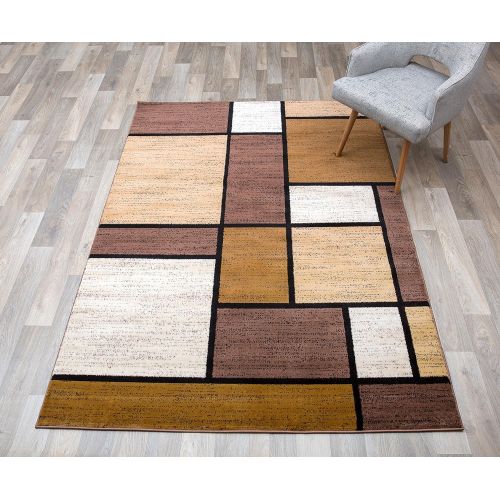  Rugshop Contemporary Modern Boxes Area Rug 5 3 X 7 3 BlueGray