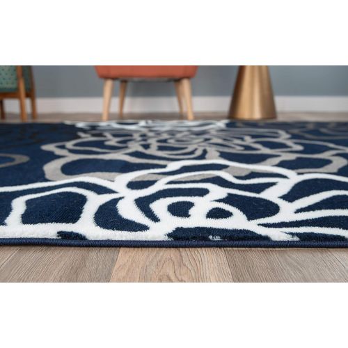  Rugshop Contemporary Modern Floral Flowers Area Rug, 5 3 x 7 3, Gray