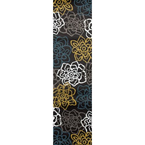  Rugshop Contemporary Modern Floral Flowers Area Rug, 5 3 x 7 3, Gray