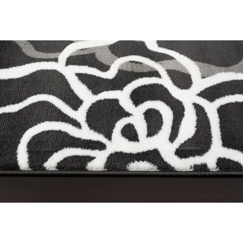  Rugshop Contemporary Modern Floral Flowers Area Rug, 5 3 x 7 3, Gray