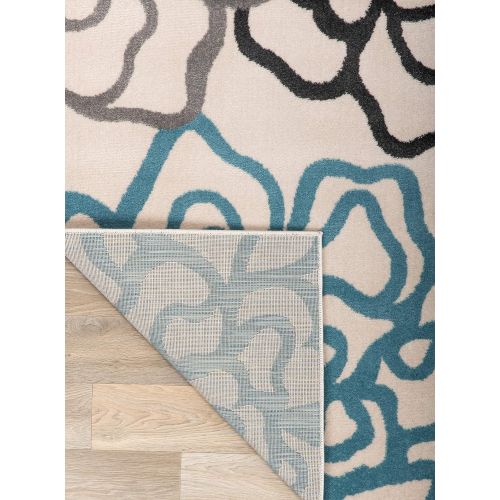  Rugshop Contemporary Modern Floral Flowers Area Rug, 5 3 x 7 3, Gray