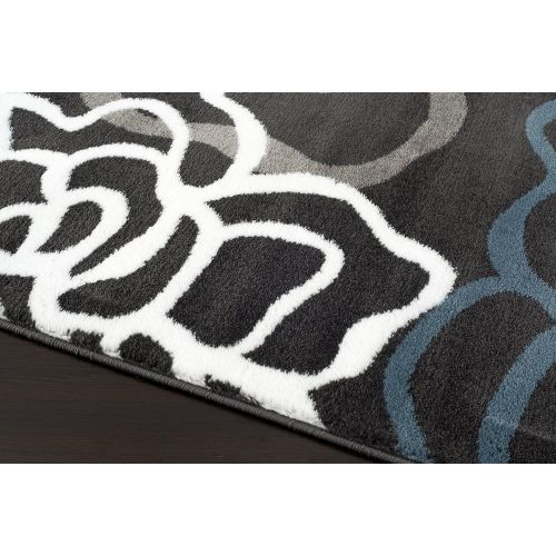  Rugshop Contemporary Modern Floral Flowers Area Rug, 5 3 x 7 3, Gray