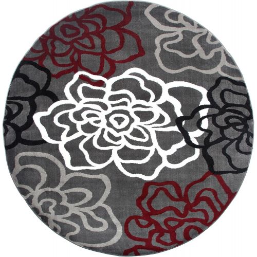  Rugshop Contemporary Modern Floral Flowers Area Rug, 5 3 x 7 3, Gray