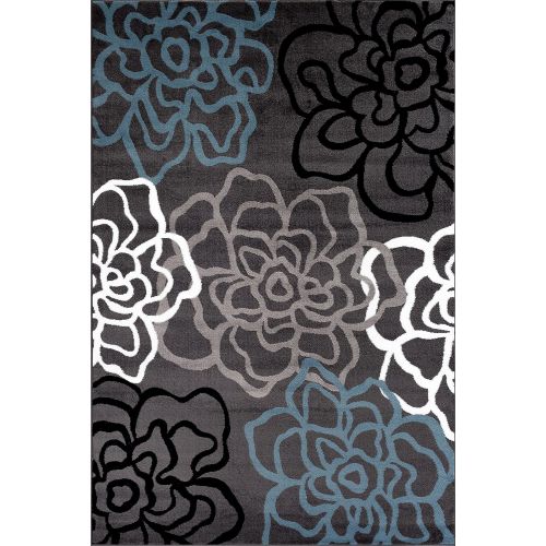  Rugshop Contemporary Modern Floral Flowers Area Rug, 5 3 x 7 3, Gray