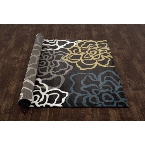  Rugshop Contemporary Modern Floral Flowers Area Rug, 5 3 x 7 3, Gray