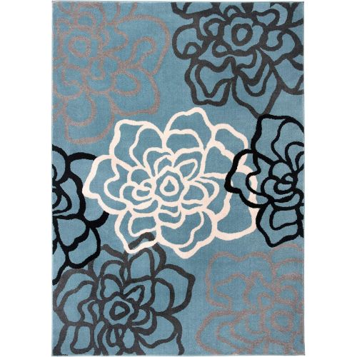  Rugshop Contemporary Modern Floral Flowers Area Rug, 5 3 x 7 3, Gray