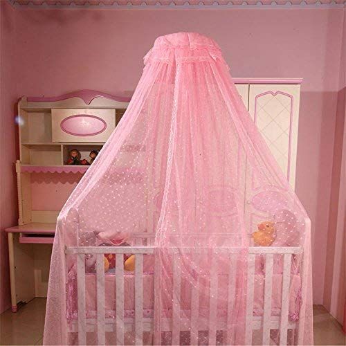  [아마존베스트]RuiHome Princess Dome Baby Mosquito Net Nursery Crib Bed Pink Canopy Mesh Insect Netting Without Stand
