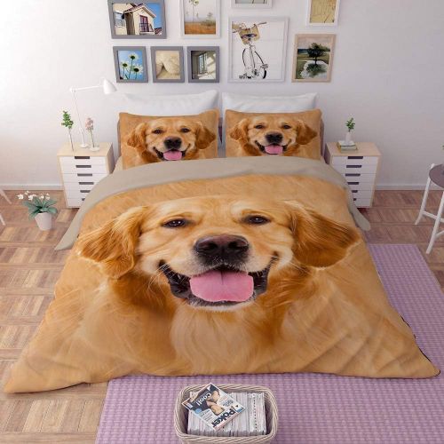  RuiHome 3-Piece Students Dorm Bed Duvet Cover Set 205 Thread Count Soft Polyester Boys Girls Home Bedding Collection - Twin Size, Dog Family Pattern Design