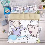 RuiHome 4pcs Queen Bed Duvet Cover Set Cats Pattern Design Teens Boys Girls Kids Bedding
