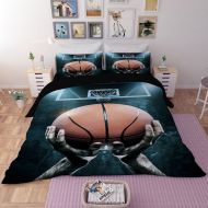 RuiHome 4 Pieces Basketball Themed Duvet Cover Set for Teen Children Boys Queen Size, Fade Stain Resistant