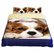 RuiHome Cute Dog Pattern Twin Bed Duvet Cover Set Hidden Zipper Closure Bedding for Teens Kid Boys Girls, 3 Pieces