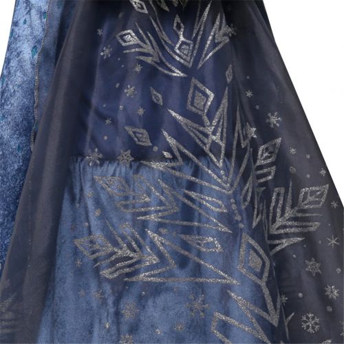  Ruimin Princess Girls Blue Snow Queen Elsa Costume Cosplay Fancy Party Girls Wedding Dress with Fur Trim Cape