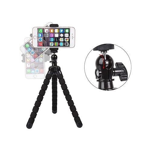  Phone Mini Tripod, Ruittos Premium Flexible Mobile Phone Tripod Stand Compatible with iPhone Samsung Go Pro, Small Digital Camera, Black