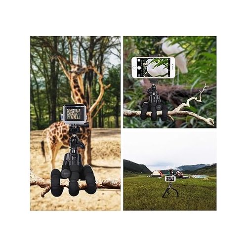  Phone Mini Tripod, Ruittos Premium Flexible Mobile Phone Tripod Stand Compatible with iPhone Samsung Go Pro, Small Digital Camera, Black