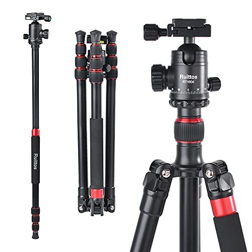  Camera Tripod, DSLR Travel Tripod Monopod 64inch Tall, Ruittos Lightweight Aluminum Alloy Complete Tripod with Ball Head, Compatible for Canon, Nikon, Sony, Samsung, Olympus&Panaso