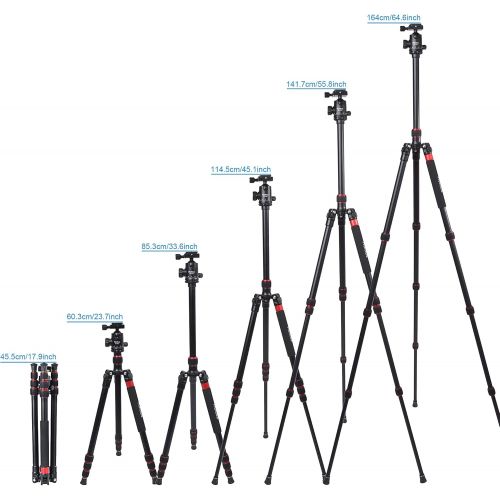  Camera Tripod, DSLR Travel Tripod Monopod 64inch Tall, Ruittos Lightweight Aluminum Alloy Complete Tripod with Ball Head, Compatible for Canon, Nikon, Sony, Samsung, Olympus&Panaso