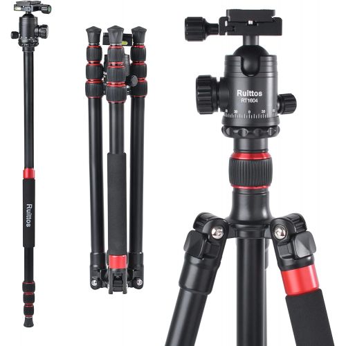  Camera Tripod, DSLR Travel Tripod Monopod 64inch Tall, Ruittos Lightweight Aluminum Alloy Complete Tripod with Ball Head, Compatible for Canon, Nikon, Sony, Samsung, Olympus&Panaso