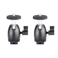 Mini Tripod Ball Head, Ruittos 2 Packs 1/4 inch Screw Lighting Tripod Ballhead with Lock and Hot Shoe Adapter for Camera LED Light, LCD Monitor, on-Camera Microphone, Sony A6400 DS