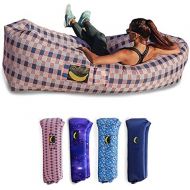 Rukket Sports Glow-Nana Inflatable Lounger, Blow Up & Light Up Air Chair & Couch for Lounging, Camping, Beach, Festival, Sofa Hammock for Adults & Kids, LED Portable Wind Furniture