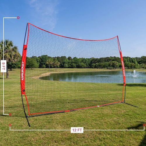  Rukket Sports Rukket 12x9ft Barricade Backstop Net, Indoor and Outdoor Lacrosse, Basketball, Soccer, Field Hockey, Baseball, Softball Barrier Netting for Backyard, Park, and Residential Use