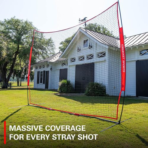  Rukket Sports Rukket 12x9ft Barricade Backstop Net, Indoor and Outdoor Lacrosse, Basketball, Soccer, Field Hockey, Baseball, Softball Barrier Netting for Backyard, Park, and Residential Use