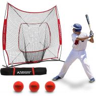 Rukket Sports Rukket 6pc Baseball/Softball Bundle 7x7 Hitting Net 3 Weighted Training Balls Strike Zone Target Carry Bag Practice Batting, Pitching, Catching Backstop Screen Equipment Training A