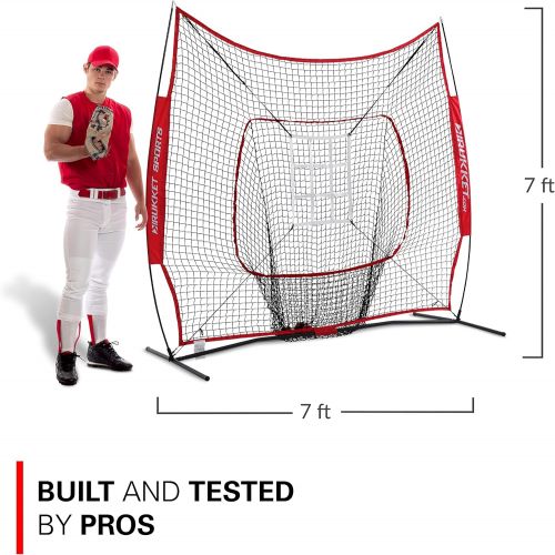  Rukket Sports Rukket 6pc Baseball/Softball Bundle 7x7 Hitting Net 3 Weighted Training Balls Strike Zone Target Carry Bag Practice Batting, Pitching, Catching Backstop Screen Equipment Training A