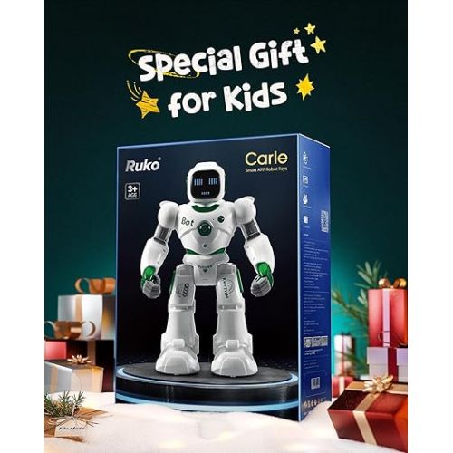  Ruko Large Intelligent Robot Toys for Kids, Voice and App Control Smart Remote Control Carle Robots, Programmable Interactive Music Girls Boys Toys, Gifts for Kids 4 5 6 7 8 9 Year old