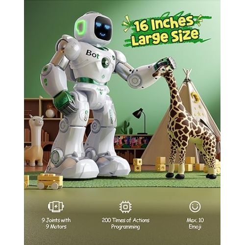  Ruko Large Intelligent Robot Toys for Kids, Voice and App Control Smart Remote Control Carle Robots, Programmable Interactive Music Girls Boys Toys, Gifts for Kids 4 5 6 7 8 9 Year old