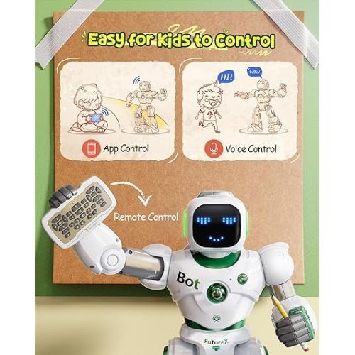  Ruko Large Intelligent Robot Toys for Kids, Voice and App Control Smart Remote Control Carle Robots, Programmable Interactive Music Girls Boys Toys, Gifts for Kids 4 5 6 7 8 9 Year old