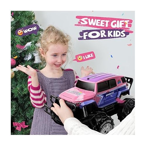  Ruko 1601AMP3 Amphibious RC Truck for Girls, IPX6 Warterproof Monster Truck, 1:10 Large Remote Control Car for All Terrain, 2 Rechargeable Batteries for 50 Min Fun Time, Gifts for Kids
