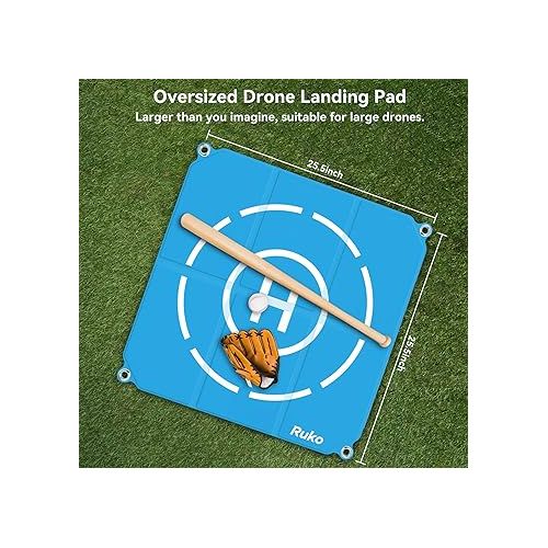  Ruko H001 Drone Landing Pad Weighted, 25.5 inch Large Size Waterproof Double Sided, Fast-Foldable Portable Helipad for F11/F11PRO/F11GIM2/Mini 3, Bright Color, Drone Accessories (with Carrying Bag)