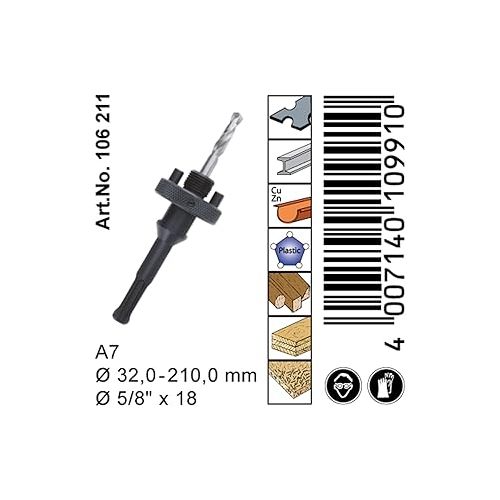  RUKO 106211 Bi-Metal Hole Saw Arbor, A7, Fits Hole Saws 1-1/4