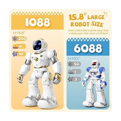  Ruko Smart Robot for Kids, Large Programmable Interactive STEM RC Robot, Voice Control and App Control, Gifts for Boys and Girls 4 5 6 7 8 9, Gold