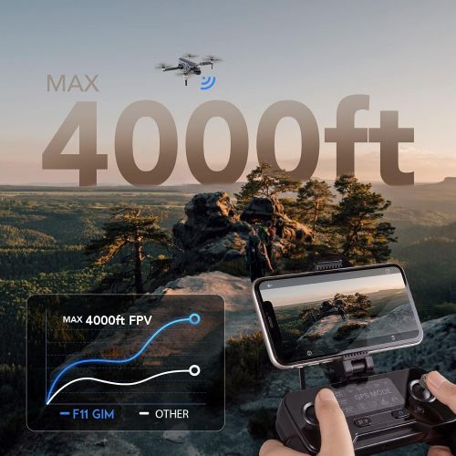  Ruko F11GIM Drones with Camera for Adults, 2-Axis Gimbal 4K EIS Camera, 2 Batteries 56Mins Flight Time,Brushless Motor, 5GHz FPV Transmission, GPS Auto Return Home, 5times Zoom No