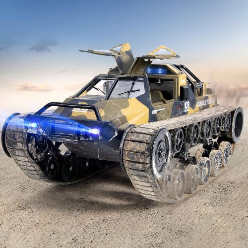  RUKO Q111 RC Crawler, RC Rock Crawler, 1:12 Scale All Terrain Off-Road Remote Control Tank, RC Car with Strong Starting Force, Spraying, 2 Batteries 45 Mins Play, 360°Rotating Drif
