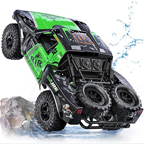  Ruko C11 Amphibious RC Cars 1:10 Scale Large Monster Truck, 2.4 GHz Waterproof Remote Control Car, 4WD Off Road Vehicle with 2 Rechargeable Batteries for 40 Mins Play, Gift for Adu