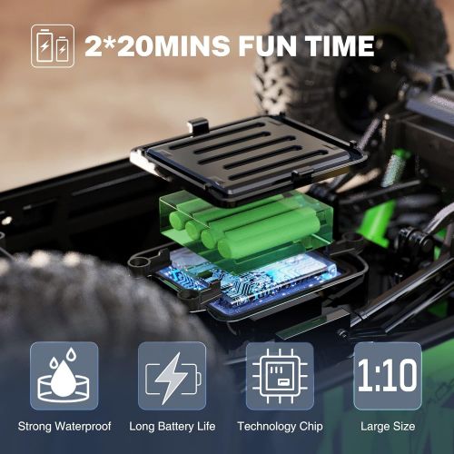  Ruko C11 Amphibious RC Cars 1:10 Scale Large Monster Truck, 2.4 GHz Waterproof Remote Control Car, 4WD Off Road Vehicle with 2 Rechargeable Batteries for 40 Mins Play, Gift for Adu