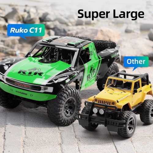  Ruko C11 Amphibious RC Cars 1:10 Scale Large Monster Truck, 2.4 GHz Waterproof Remote Control Car, 4WD Off Road Vehicle with 2 Rechargeable Batteries for 40 Mins Play, Gift for Adu