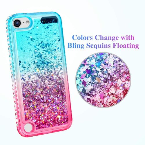  [아마존베스트]iPod Touch 5 6 7 Case, iPod Touch Case 5th 6th 7th Generation for Girls, Ruky Quicksand Series Glitter Flowing Liquid Floating Bling Diamond Flexible TPU Cute Case for iPod Touch 5