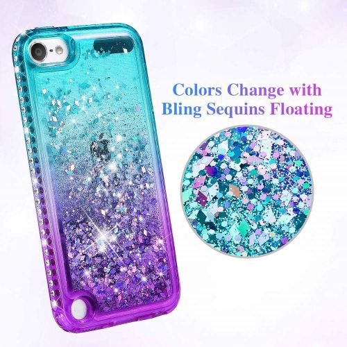  [아마존베스트]iPod Touch 5 6 7 Case, iPod Touch Case 5th 6th 7th Generation for Girls, Ruky Quicksand Series Glitter Flowing Liquid Floating Bling Diamond Flexible TPU Cute Case for iPod Touch 5