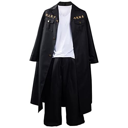  할로윈 용품Ruleewe Mens Manjiro Sano Cosplay Costume Halloween Carnival Outfit Black Coat