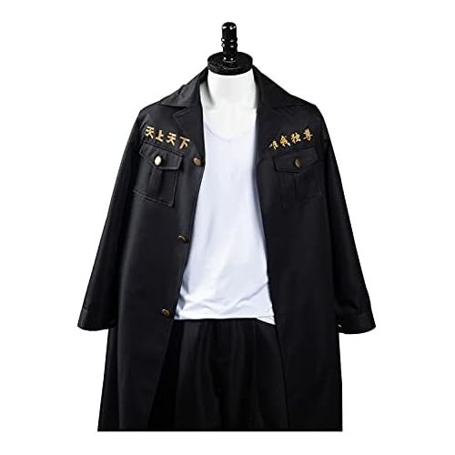  할로윈 용품Ruleewe Mens Manjiro Sano Cosplay Costume Halloween Carnival Outfit Black Coat