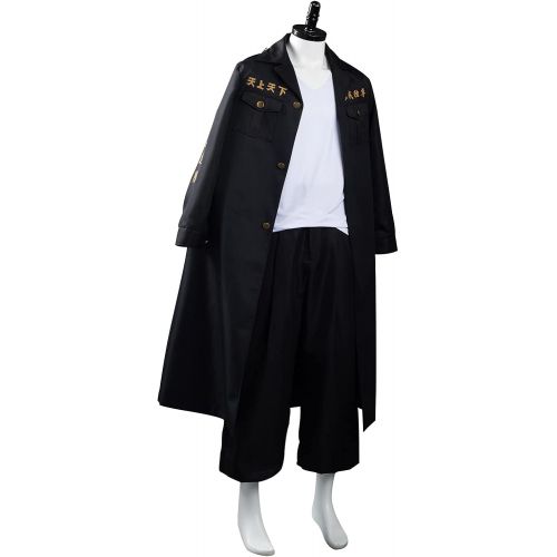  할로윈 용품Ruleewe Mens Manjiro Sano Cosplay Costume Halloween Carnival Outfit Black Coat