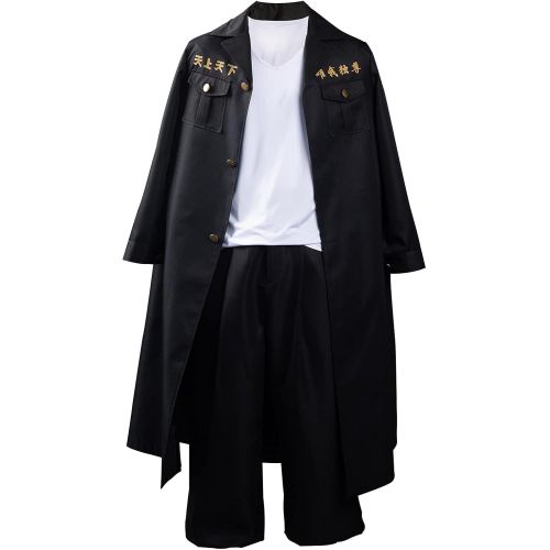  할로윈 용품Ruleewe Mens Manjiro Sano Cosplay Costume Halloween Carnival Outfit Black Coat